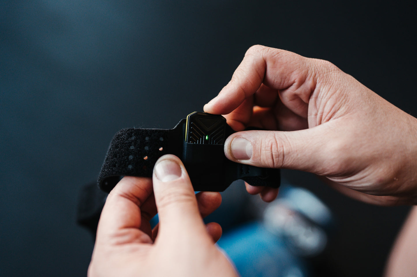 POWA Boxing Sensors Being Inserted into Wrist Strap