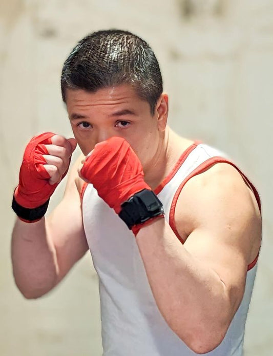 Boxing Punch Sensors worn on wrist by boxer