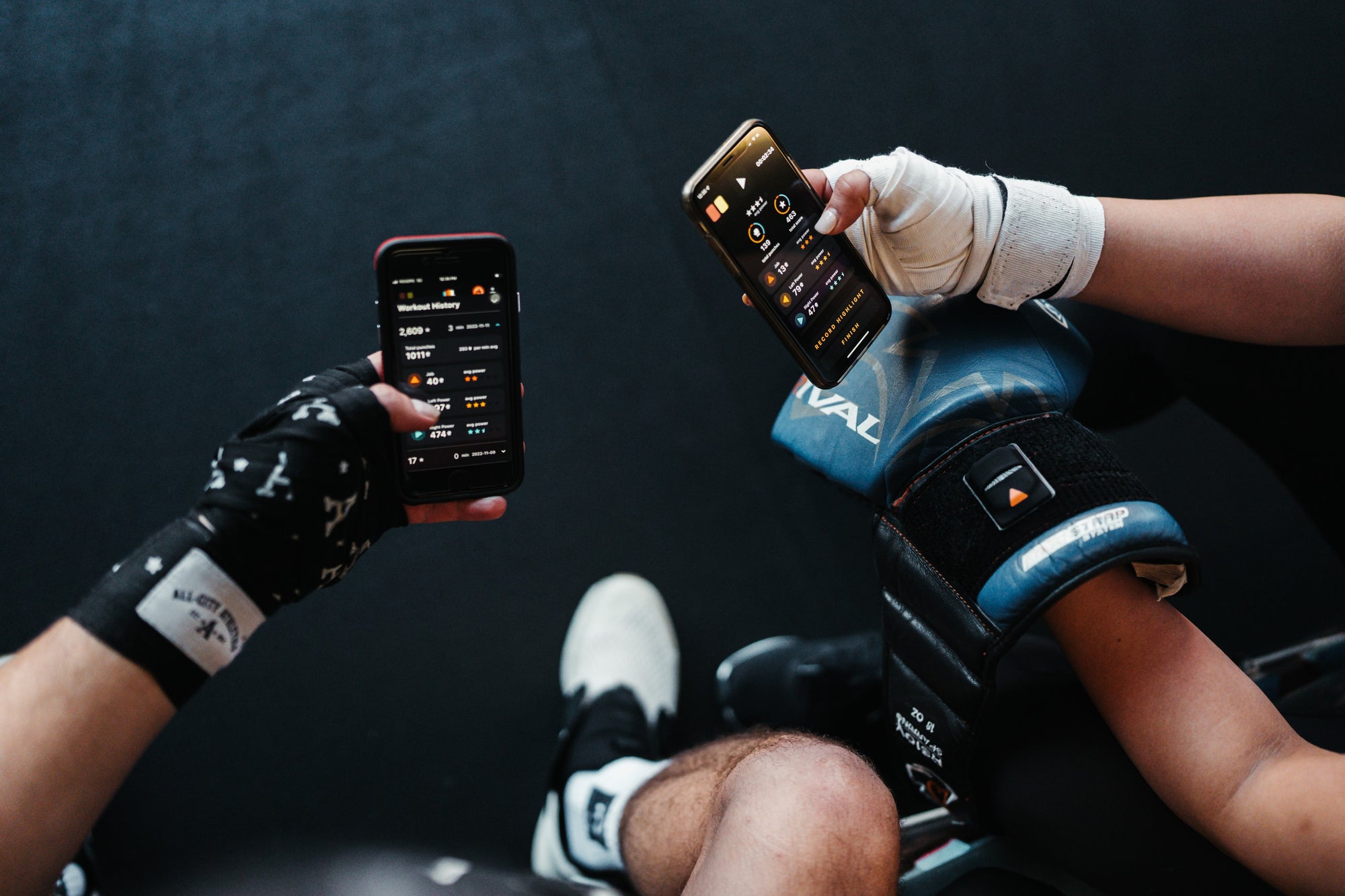 POWA Boxing Phone Application and Sensors on Wrists 